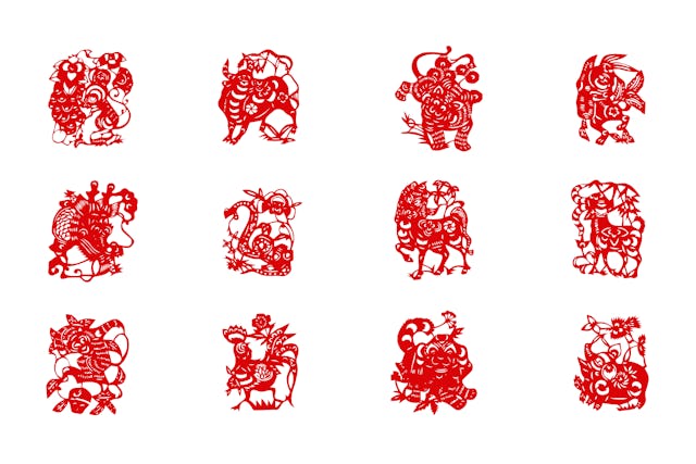 Chinese New Year zodiac paper cuttings
