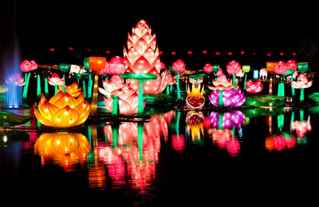 Chinese New Year colorful floating lanterns