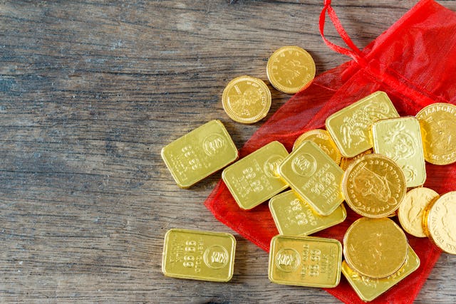 Chinese New Year chocolate coins wrapped in gold foil